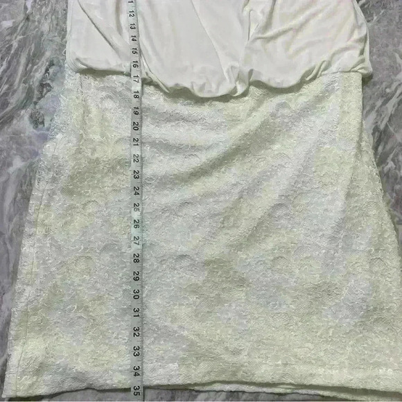 Scarlett Nite Ivory Sleeveless Layered Dress Flowy Top Fitted Lace Skirt Lined - Picture 4 of 11